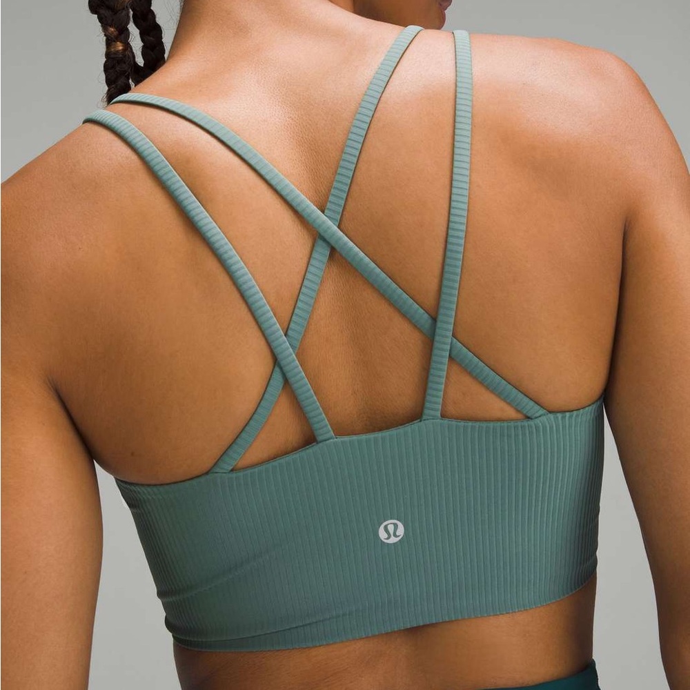 Lululemon Medium Forest Like a Cloud Ribbed Longline Bra Light Support, B/C Cup